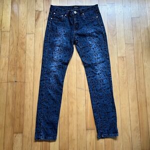 Suko Jeans Women's Size 8 Blue Black Velvet Damask Skinny Jeans Pants